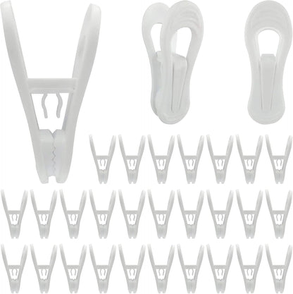 Hanger Clips 30 Pack - Multi-Purpose Finger Clips for Plastic Clothes Hangers, White