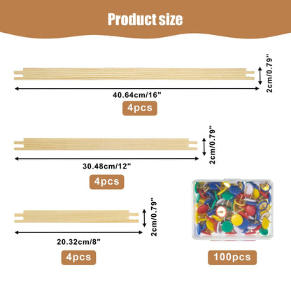 6 Sets Stretcher Bars for Needlework with 100 Tacks for Women's Birthday Gifts,3 Sizes(8,12,16 Inch) 12pcs Wooden Canvas Splicing Stretcher Bars Needlepoint Embroidery Stitch Frame Set for Crafts Art