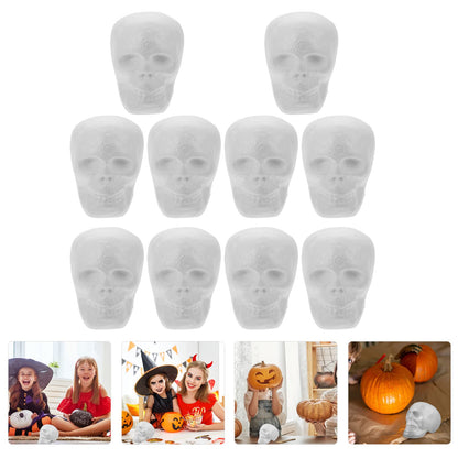 Halloween Skulls 10Pcs Miniature Foam Skull Heads Realistic Human Skeleton Head Model for Halloween Party Home Bar Decors 9cm