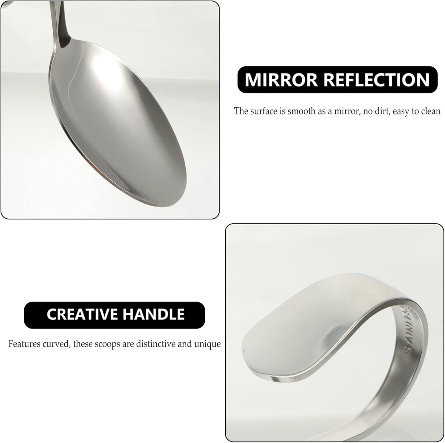 Hemoton 6pcs Bent Spoon Set, Curved Handle Stainless Steel Salad, Serving, Canape, Buffet Spoons