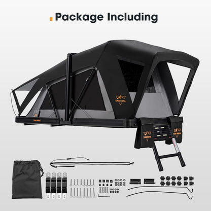 SanHima Rooftop Tent Hard Shell - CapeTop Overland Aluminium Fold-Out Roof Top Tent 131.5LBS Lightweight, w/Digital Panel & Tri-Color LED Strip Light, for Car SUV Truck Camping, 2-3 People