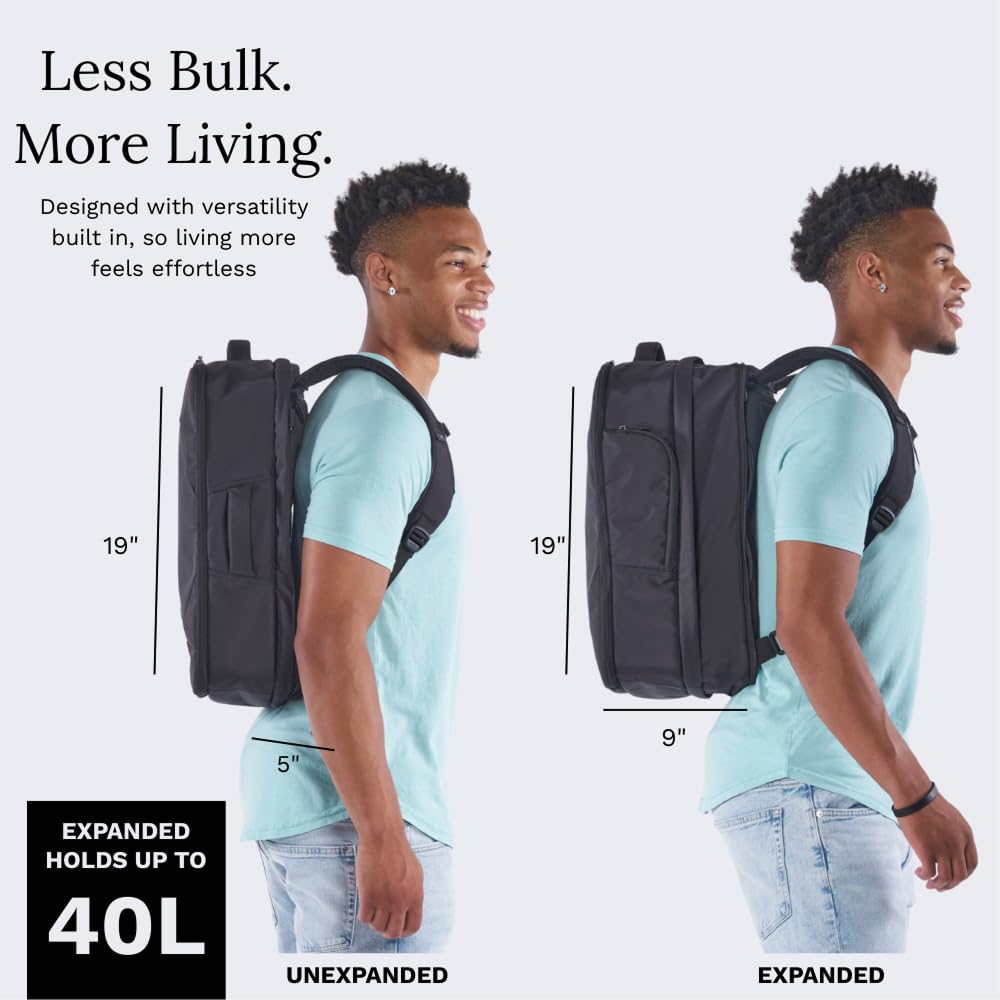 Knack Convertible Dufflel Backpack, Expandable Travel Duffel Bag (24-40L), Large Laptop Duffel Bag