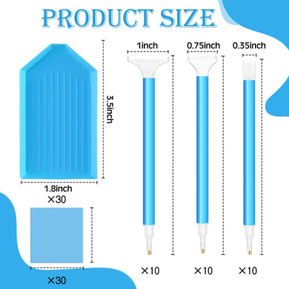 Affrolling 90 Pcs 5d Diamond Art Painting Tools and Accessories Kits Include Drill Pens with 3 Drill Sizes, Plastic Diamond Trays, Glue Clay, Rhinestone Art Painting DIY Accessories(Blue)