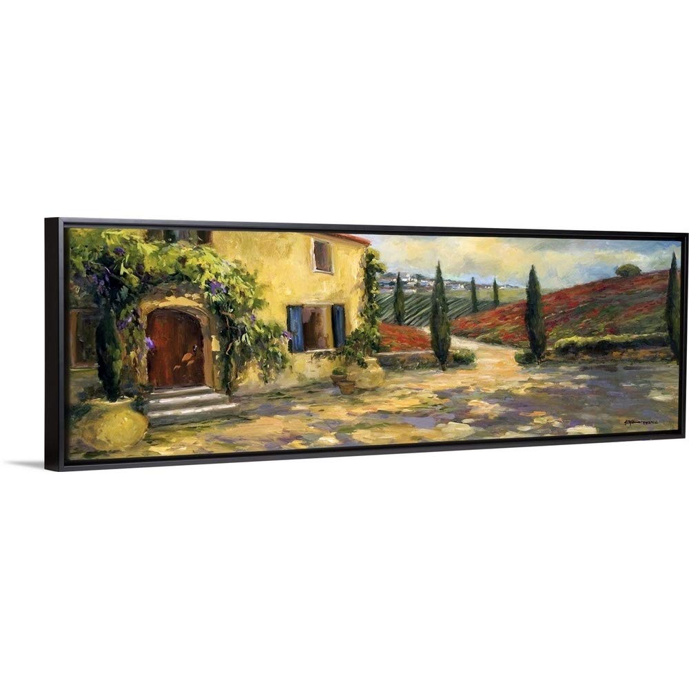Tuscan Fields Black Float Frame Canvas Art, Countryside Artwork