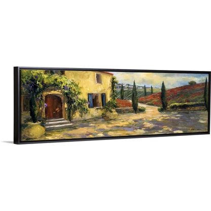 Tuscan Fields Black Float Frame Canvas Art, Countryside Artwork