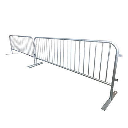 Heavy Duty Interlocking Steel Flat Feet Safety Barriers Barricade Fence for Crowd Control Events Road High Traffic Areas, Galvanized 8.5 Ft, 2 Pack