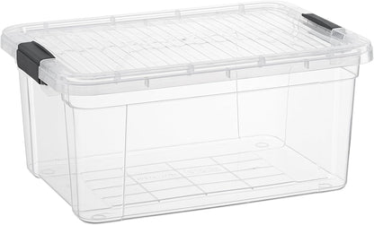 Superio Clear Plastic Storage Bin with Lid, 11 Qt, Non-Toxic, BPA Free, Stackable Plastic Tote