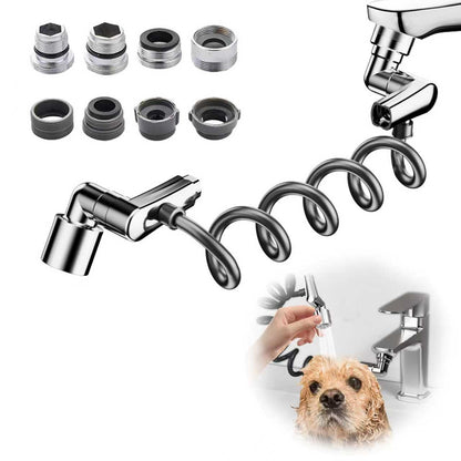 1080° Rotatable Faucet Extender Aerator - Sink Faucet Sprayer Attachment Bathroom - 2 Mode Metal Robotic Arm with Flexible Hose Extension - Small Pet Bathing Hair Face Washing