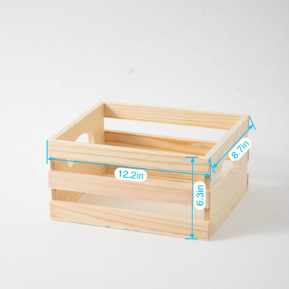 Set of 3 Rustic Wooden Nesting Crates with Handles, Decorative Wood Crates, Crate Box Wooden Storage Box for Kitchen, Office, Bedroom, Closet, Rustic Country Decor(Large Size 13.4x9.8x6.7 in)