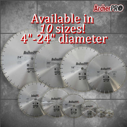 Archer Pro 16" in. General Purpose Diamond Saw Blades for Fast Cutting Concrete, Stone, Masonry, Pavers, Bricks, Blocks
