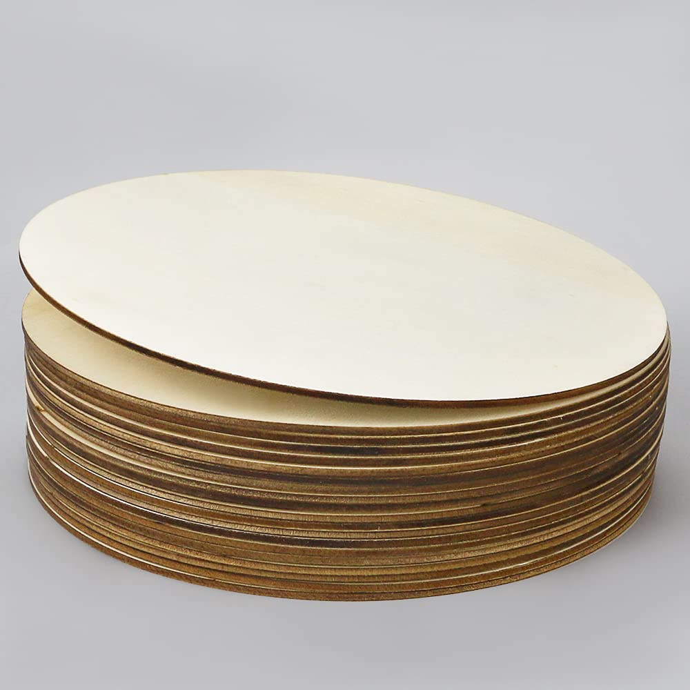 ISUSSER 20Pcs 8 Inch Wood Rounds for Crafts, Unfinished Wood Circles Discs Blank Wood Signs to Paint, DIY Supplies, Home Christmas Halloween Decorations