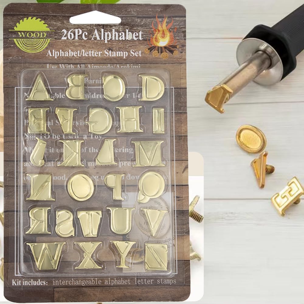 Uppercase Alphabet Set for Branding and Personalization of Wood, Leather, and Other Surfaces
