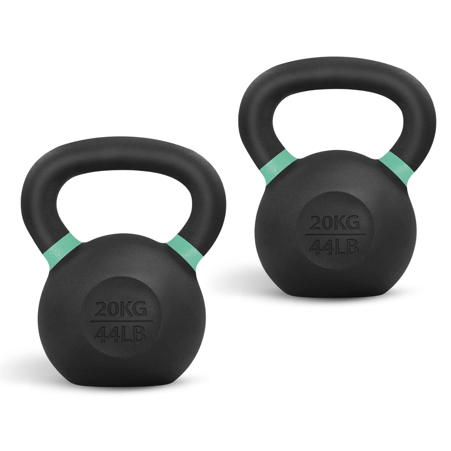Yes4All Powder Coated Kettlebell, Cast Iron Core Kettlebells with Non-Slip Handle & Flat Bottom for Conditioning, Heavy Duty for Strength Training, 9lb to 71lb - Single & Pair