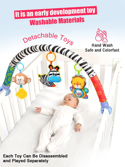 Pau1Hami1ton Baby Stroller Arch Toys, Car Seat Toys,Bouncer Toy Bar/Mobile for Bassinet,Adjustable Baby Hanging Toys Fit for Crib Bed,Stroller,Car Seat Gifts.S-19(Zebra)