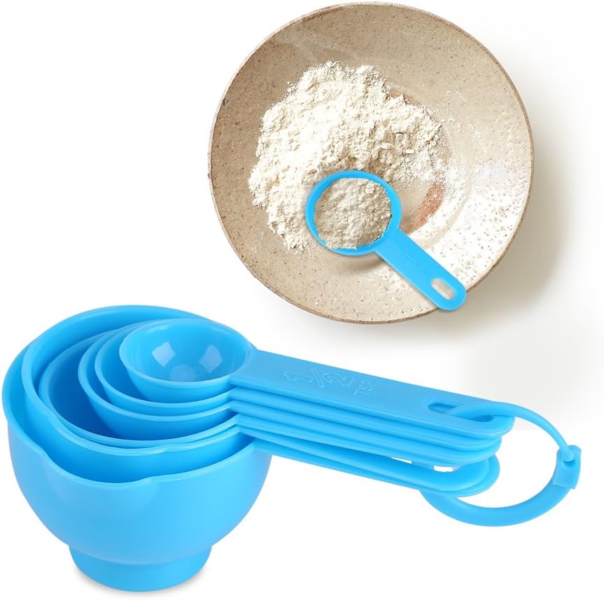 Plastic Measuring Cups with Measuring Spoons - 7Pcs Measuring Cups and Spoons Set for Kitchen