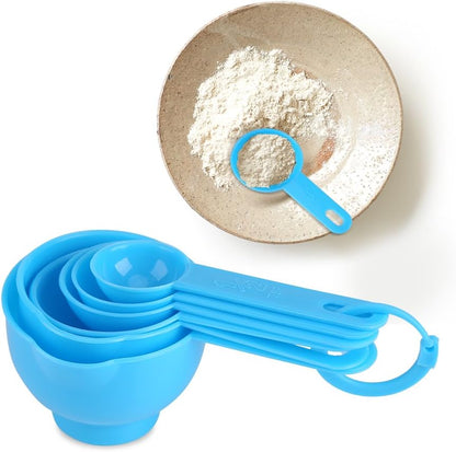 Plastic Measuring Cups with Measuring Spoons - 7Pcs Measuring Cups and Spoons Set for Kitchen