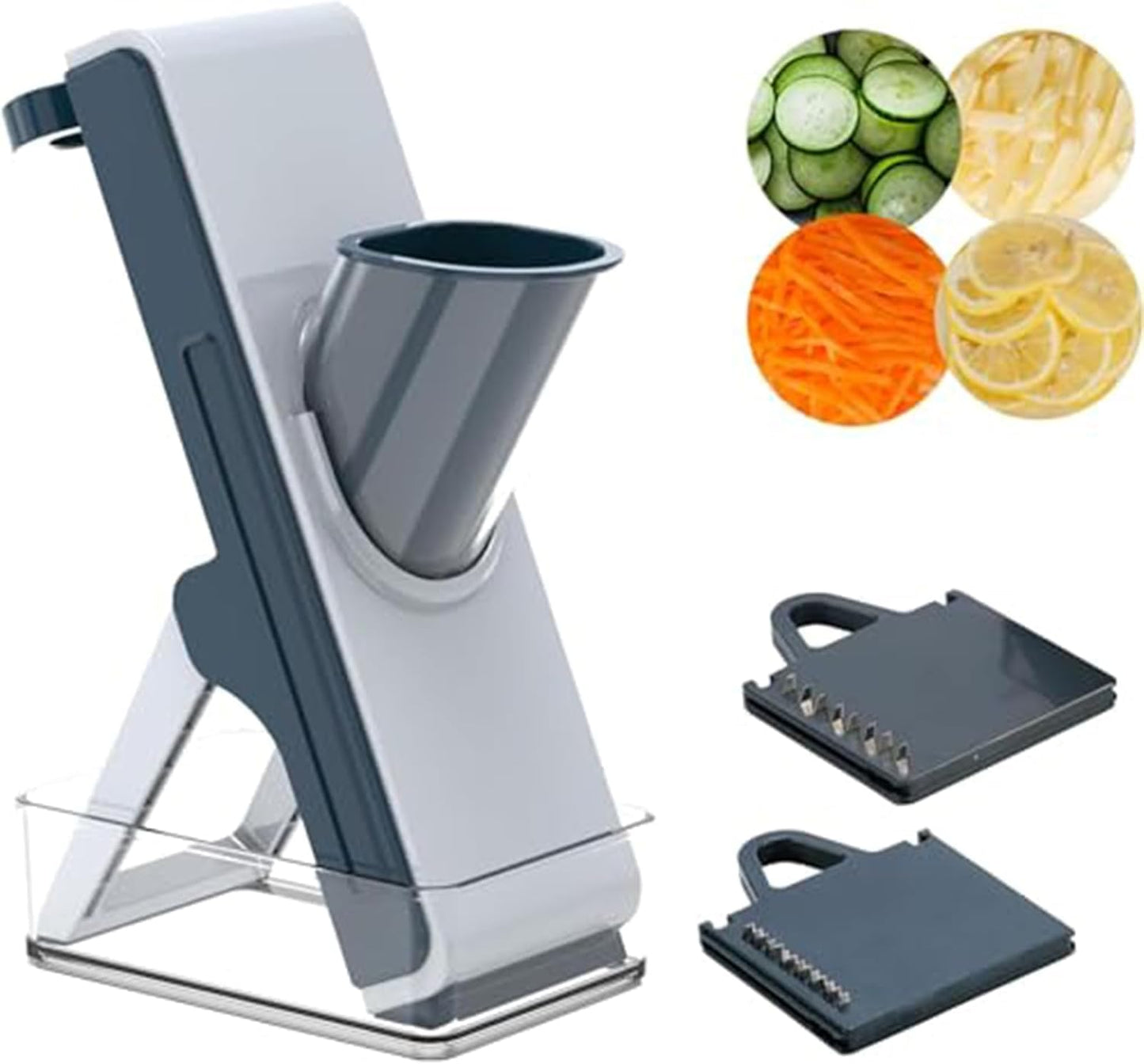Eletronova Safe Mandoline Slicer for Kitchen, Multi Vegetable Chopper with Thickness Adjuster, Finger-Safe Food Holder, Potato/Onion/Cucumber Slicer for Fast Meal Prep, Easy Clean(Light Dark Green)