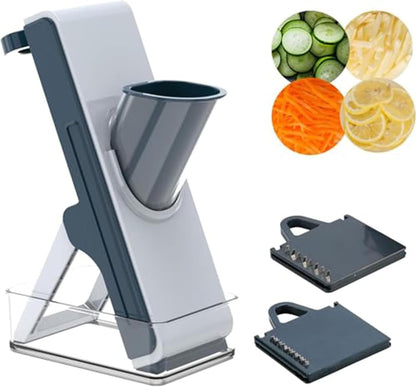 Eletronova Safe Mandoline Slicer for Kitchen, Multi Vegetable Chopper with Thickness Adjuster, Finger-Safe Food Holder, Potato/Onion/Cucumber Slicer for Fast Meal Prep, Easy Clean(Light Dark Green)