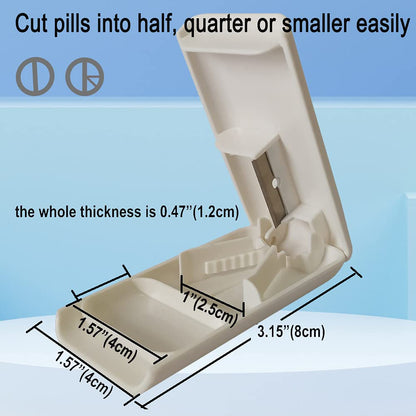 CoaGu Pill Crusher and Pulverizer - 2 Pack Pill Boxes and Cutter - Labor-Saving Grinder for Efficiently Crushing Multiple Tablets into Fine Powder