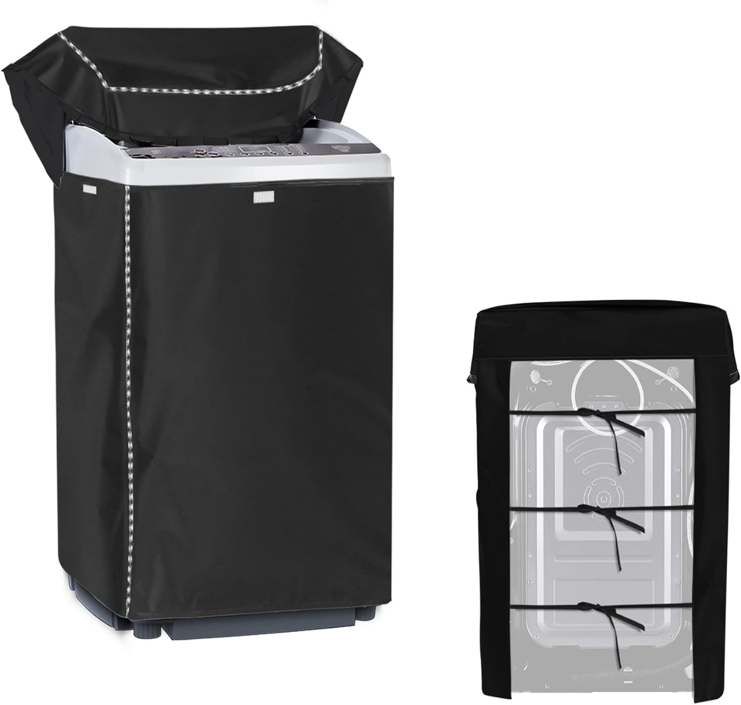 Portable Washing Machine Cover, Waterproof Top Load Washer Dryer Cover (20" x 20" x 34", Black)