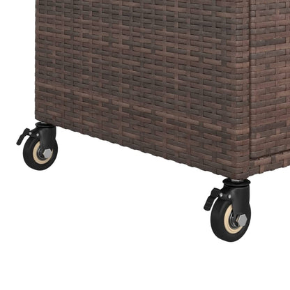 Gecheer Bar Cart with Drawer – Brown Poly Rattan Serving Trolley, 39.4 x 17.7 x 38.2 Inches, Weatherproof, Locking Casters, Sturdy Steel Frame