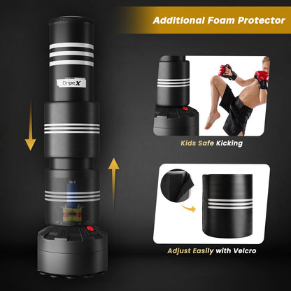 Dripex Freestanding Punching Bag, Heavy Punch Bag with Stand for Adults Teens, Men Standing Kickboxing Bag with Foam Protector, Suction Cup Base for Home Gym Office MMA Boxing Training