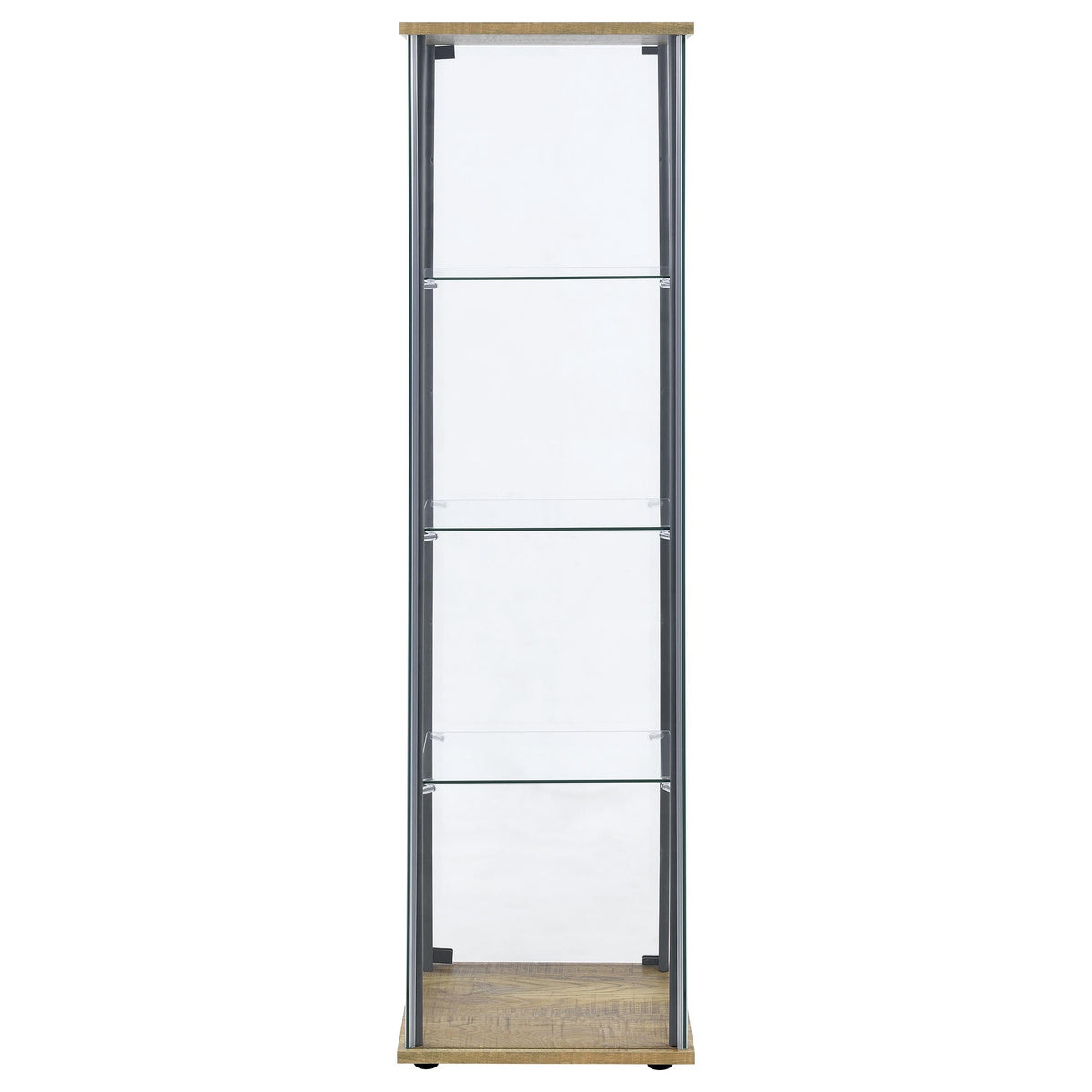Coaster Home Furnishings - Bellatrix - Glass - 3-Shelf Curio Cabinet with Metal Frame, One Door, and Black Hardware - Living Room - 64-Inch - Mango - 950172MGO