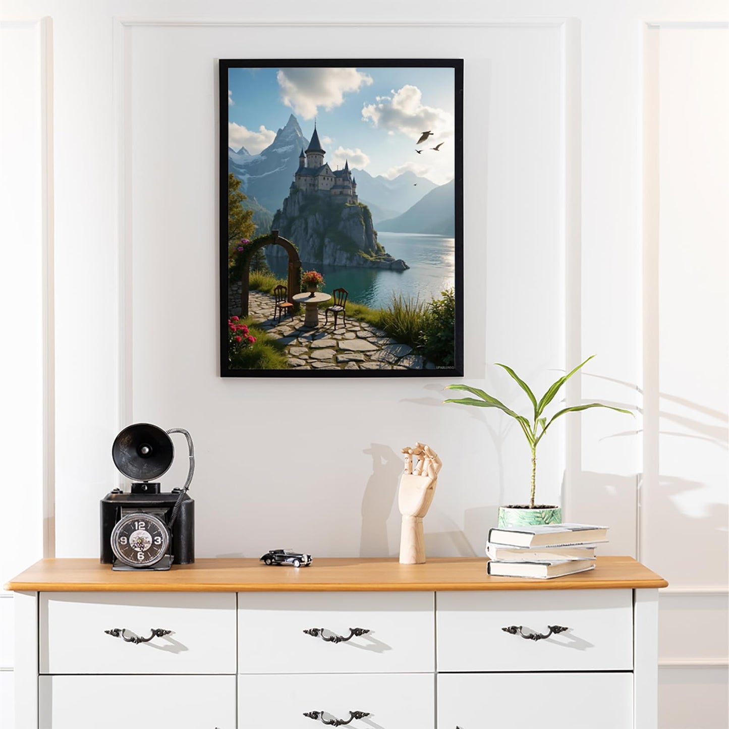 Diamond Art Kits for Adults, Stone Castle Lake Mountain View Round Full Drill 5D Diamond Painting Kits for Adults Beginners, Diamonds Pictures Diamond Painting Crafts Home Wall Decor 12x16 Inch