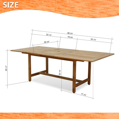 Amazonia Newcastle 9-Piece Outdoor Rectangular Dining Table Set | Certified Teak | Ideal for Patio and Indoors, Light Brown