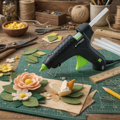 Surebonder Hot Glue Gun Full Size, Dual Temperature 40W Glue Gun for DIY, Craft, & Home Repair, Uses 7/16" Glue Sticks, Black