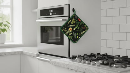 AMOUR INFINI Pot Holders Heat Resistant Cotton Set of 2 Nonslip 8"x8" Inch Hot Pads for Kitchen, BBQ, Baking & Cooking with Hanging Loops (My Garden)