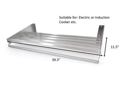 Mecete 304 Stainless Steel Standard Wall Shelf, Cookware Storage Organizer, Kitchen Wall Pot Pan Rack,With 6 Hooks, Capacity 60 lb (39.3" x 11.5"-hang)