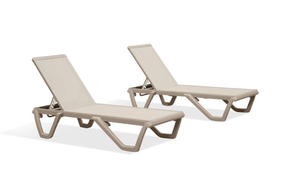 PURPLE LEAF Outdoor Chaise Lounge Chair Set of 2 Pool Lounge Chair with Champagne Aluminum Plastic Stackable Patio Lounge Chair for Poolside Sunbathing Beach Deck Yard, Beige