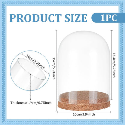 BENECREAT 5.2x3.9inch Glass Display Dome Cloche, Glass Bell Jar with Cork Base for Flower Plants, Specimens, Crafts Decorations