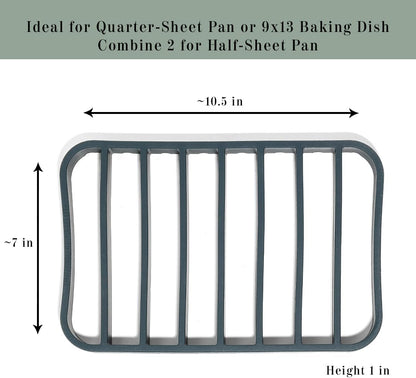 Silicone Kitchen Extra Large Roasting Rack Pan - Dishwasher Safe, BPA Free, Non-Toxic | Navy, 2 Pack