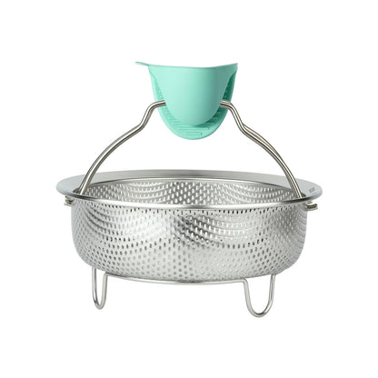 ICEICE Stainless Steel Steamer Basket - Vegetable & Dumpling Steamer Insert for Pots, Instant Pot Accessories with Handles & Feet, Multi-Purpose Mesh Strainer for Cooking, Fruits (Silvery, Small)