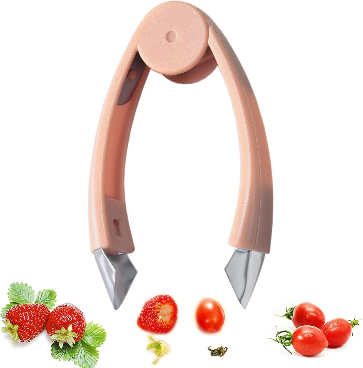 Strawberry Huller Stem Remover, Tomato Corer, Potato Tweezers, Carrot Cutter, Pineapple Peeler (Orange)
