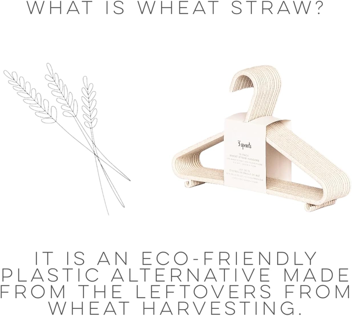 3 30-Pack Closet Sprouts Wheat Straw Plastic Hangers - Eco-Conscious Toddler Hangers for Child & Baby Clothes, Coats