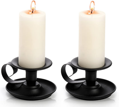 Yopay 4 Pack Iron Taper Candle Holder - Retro Rustproof Black Candlestick Holders for Halloween, Christmas, Wedding