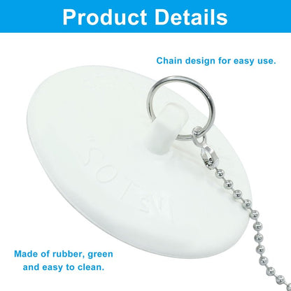 ISDVBUY 2 Pack Heavy Duty Drain Plugs, Rubber Tub Stopper Fits 1.5" - 2" Kitchen Sinks, Stainless Steel Chain Included, Multi - Use Drain Seals for Bathroom Tubs & Laundry Basins