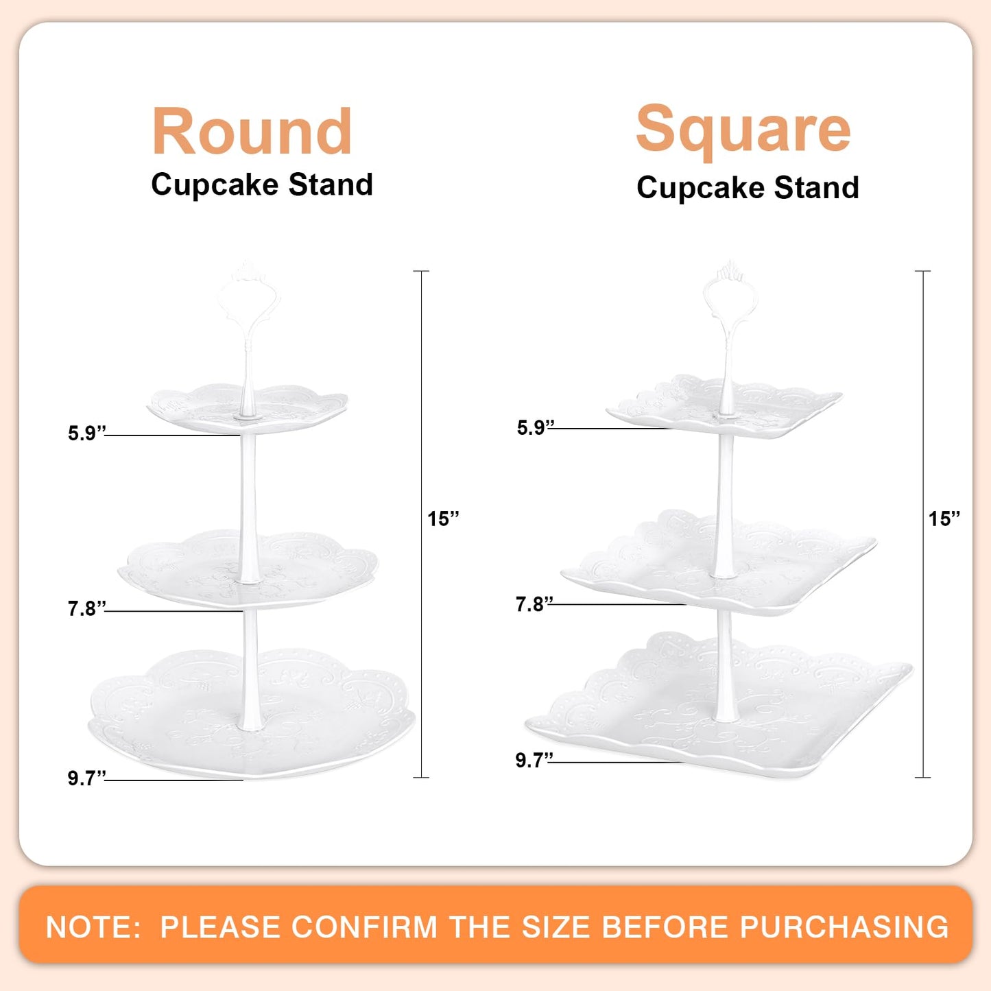 Mwellewm 10Pcs Cupcake Stand,Dessert Table Display Set, 4 White 3 Tired Cake Stand 6 Plastic Serving Trays for Party Cookie Rack Desert Tower Holder for Wedding Decor Baby Shower Tea Party Decorations
