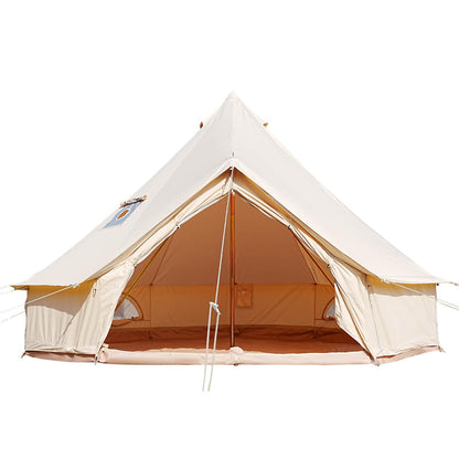 Canvas Bell Tent with Stove Jack - Waterproof and Breathable Yurt, Glamping Tent with Detachable Groundsheet for Camping Party