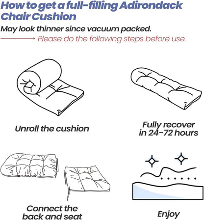 50x20x4 Inch, Crestlive Products Adirondack Chair Cushion, Outdoor Rocking Chair Cushion Water Resistant High Back