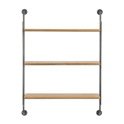 Deco 79 Industrial Metal Shelf Wall Storage Shelves for Bedroom, Living Room, Bathroom, Kitchen, Office and More, 25" L x 7" W x 33" H, Brown