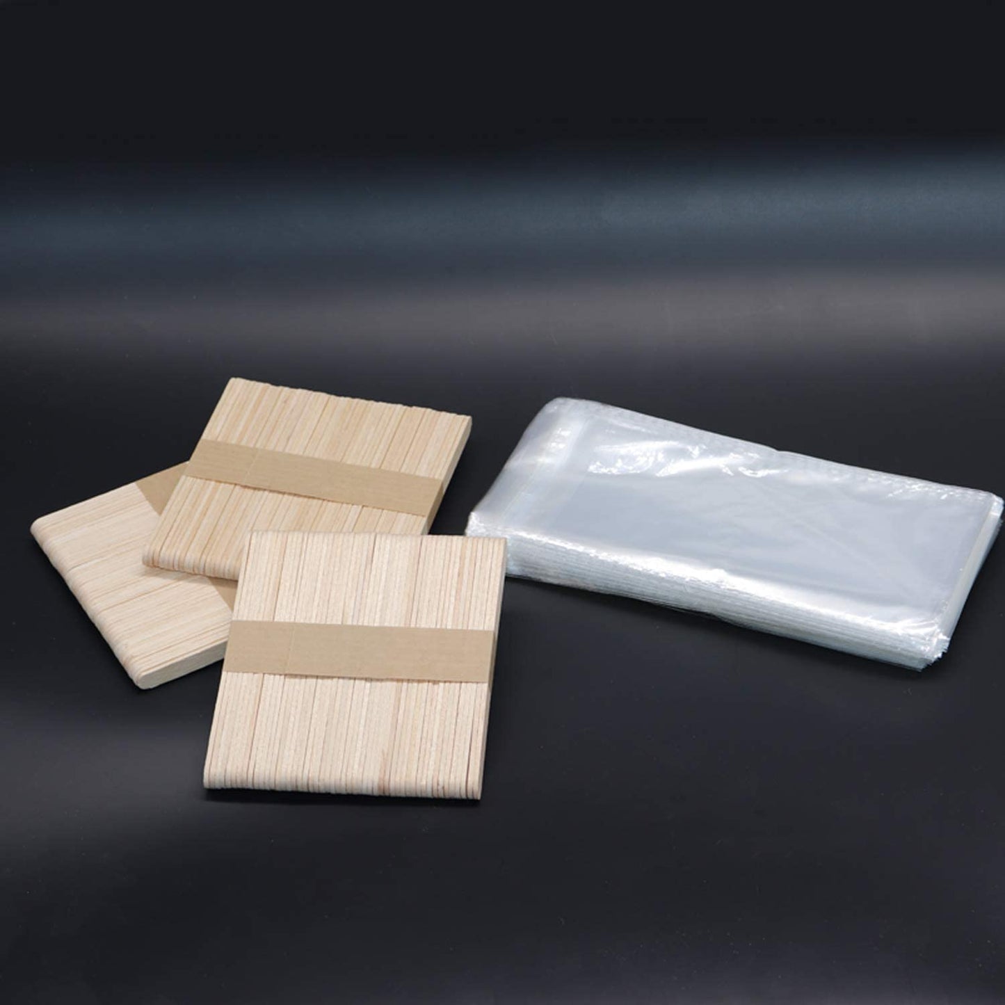 200 Pcs Wooden Popsicle Sticks Ice Pop Sticks and 200 Pcs Clear Popsicle Bags Plastic DIY Making Ice Cream Set for DIY Making Ice Cream Supplies for Family Party, Birthday Party