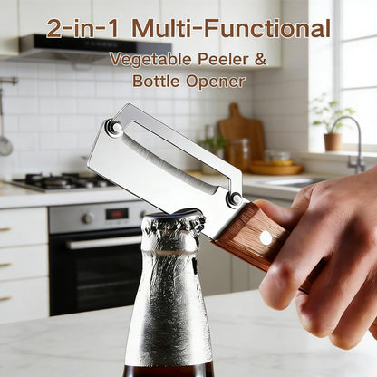 Zero Snag Wooden Peeler, Multifunctional Vegetable Peeler, Stainless Steel Blade Peeler with Wooden Handle, Non-Slip Fruit Peeler for Kitchen (2PCS)