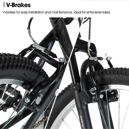 HH HILAND Full Suspension Mens Mountain Bike, 18 Speed, 26 Inch Wheel, Dual V Brake Bike for Men Womens Adult Bicycle