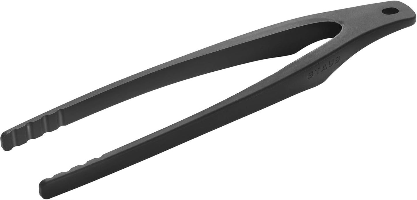 STAUB Tongs, 12.25-Inch, Durable BPA-Free Matte Black Silicone, Great for Flipping Foods, Safe for Nonstick