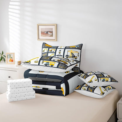 Set 7 Set Set Feelyou Kids Construction Comforter Full Size Pcs Boys Construction Site Cars Comforter Bed in a Bag