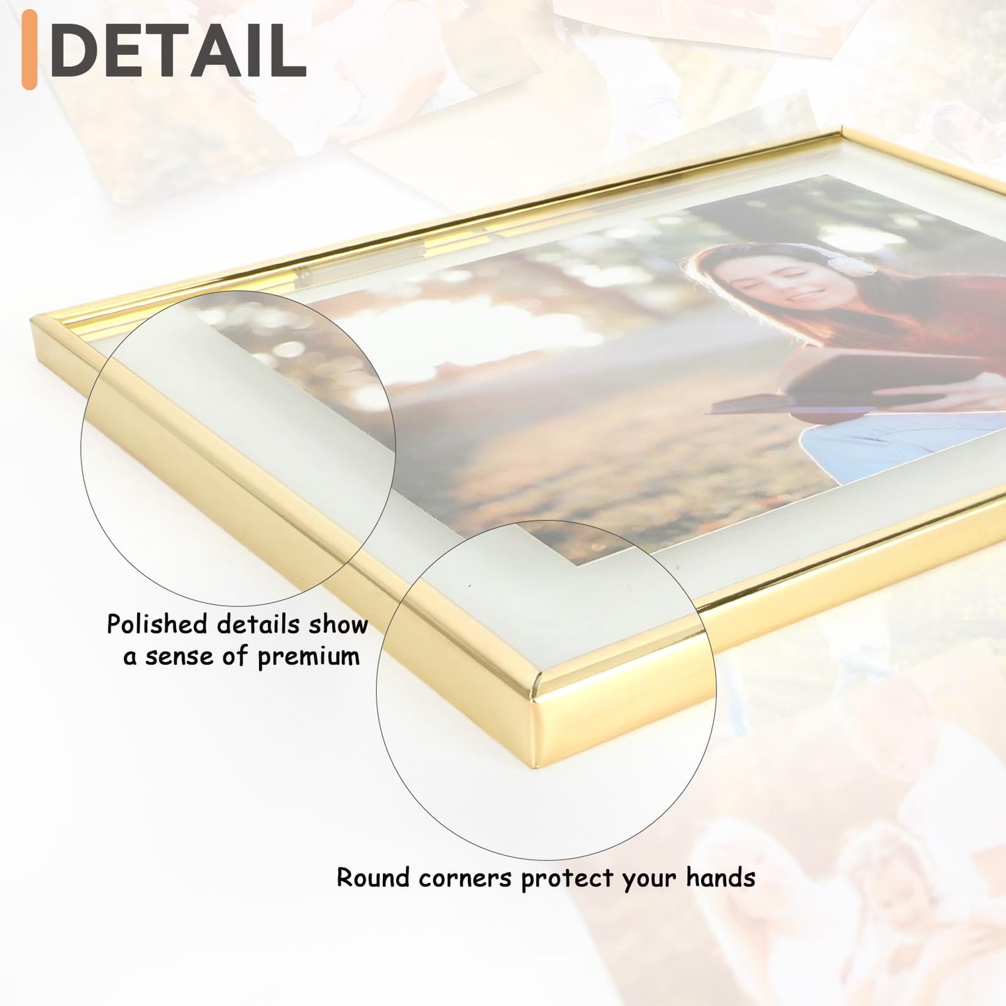 AhaGo Wall Floating Frame, 8"×10", Gold, Wall Mounting or Wall Leaning, For Photo 6×8, 5×7, 4×6, Classy Gift For Festival, Wedding, Anniversary, Home or Office Décor